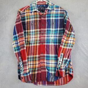 American Eagle Flannel Mens Small Plaid Prep Fit Button Up Long Sleeve Shirt